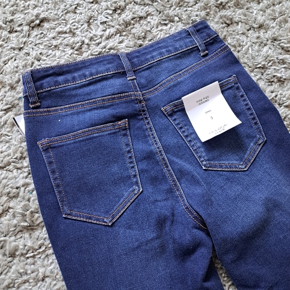 Refuge | Dark blue distressed women's high rise jegging skinny jean - Picture 8 of 10